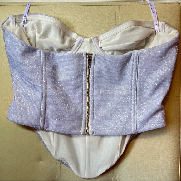 White Fox Canned Heat silver, sparkly, corset top. - Picture 2 of 6